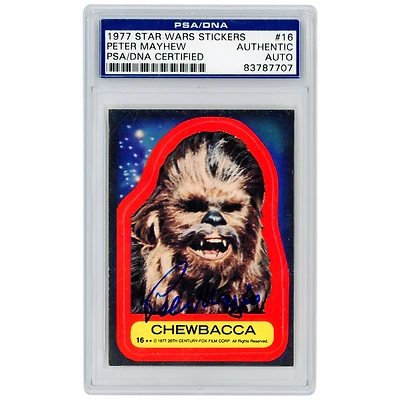 Peter Mayhew Autographed 1977 Topps Star Wars Stickers Chewbacca #16 PSA Authenticated Card