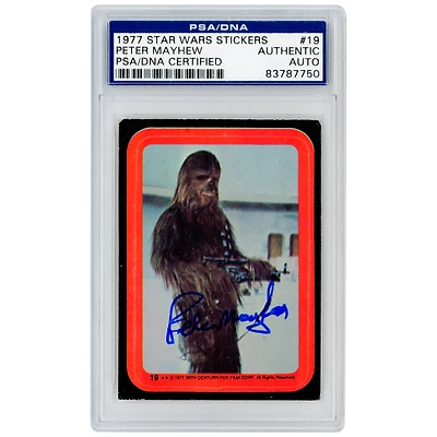 Peter Mayhew Autographed 1977 Topps Star Wars Stickers Chewbacca #19 PSA Authenticated Card