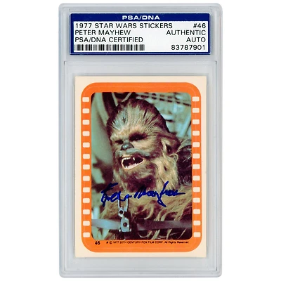 Peter Mayhew Autographed 1977 Topps Star Wars Stickers Chewbacca #46 PSA Authenticated Card