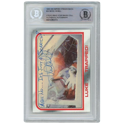 Mark Hamill Autographed 1980 Topps The Empire Strikes Back #44 BAS Authenticated Card with "Agh No… It's Just a Scratch!" Inscription