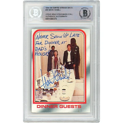 Mark Hamill Autographed 1980 Topps The Empire Strikes Back #86 BAS Authenticated Card with "Never Show Up Late for Dinner at Dad's House!" Inscription