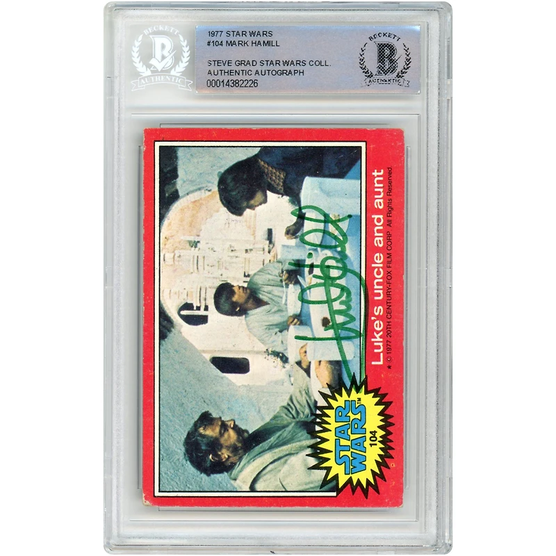 Mark Hamill Autographed 1977 Topps Star Wars Luke Skywalker #104 BAS Authenticated Card