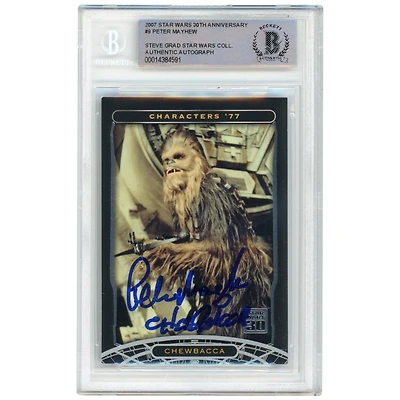 Peter Mayhew Star Wars Autographed 2007 Topps 30th Anniversary #9 BAS Authenticated Card with "Chewbacca" Inscription - The Steve Grad Collection