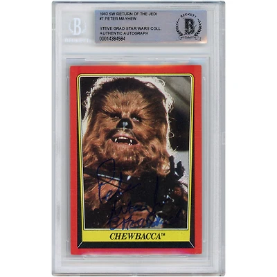 Peter Mayhew Star Wars Autographed 1983 Topps Return Of The Jedi #7 BAS Authenticated Card with "Chewbacca" Inscription - The Steve Grad Collection