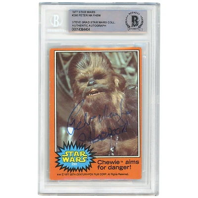 Peter Mayhew Autographed 1977 Topps Star Wars #290 BAS Authenticated Card with "Chewbacca" Inscription