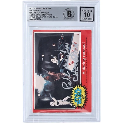 Peter Mayhew Autographed 1977 Topps Star Wars UK Series 2 #30A BGS Authenticated 10 Card with "Chewbacca" Inscription