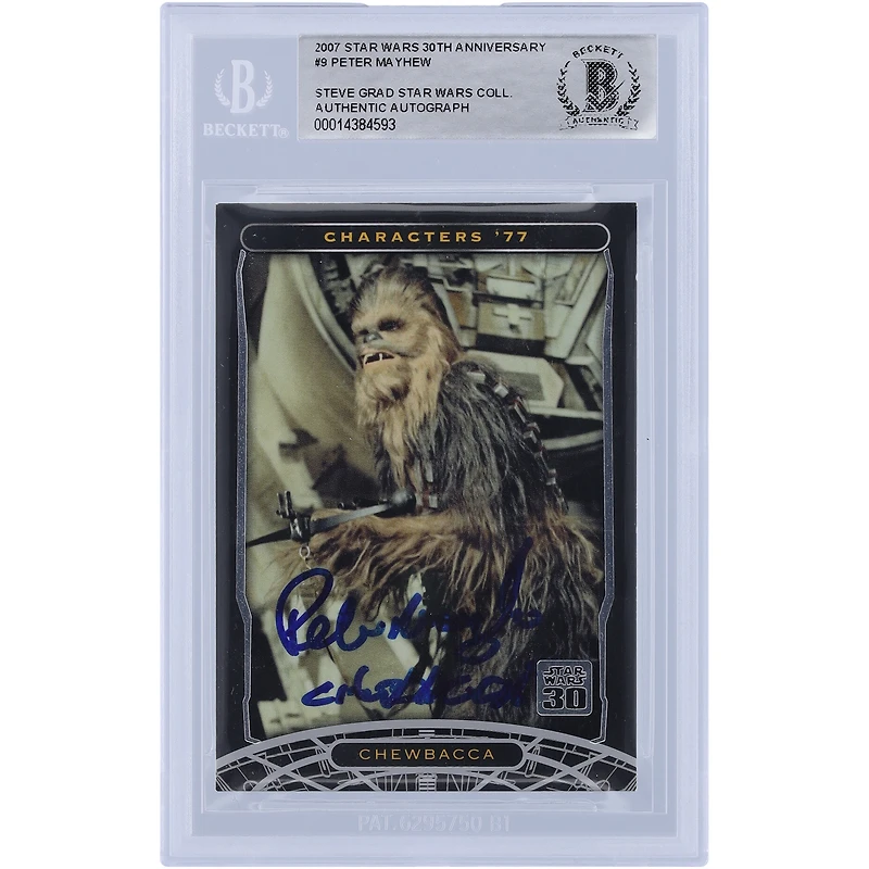 Peter Mayhew Star Wars Autographed 2007 Topps 30th Anniversary #9 BGS Authenticated Card with "Chewbacca" Inscription