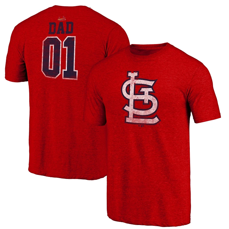 Men's Heather Red St. Louis Cardinals Greatest Dad Tri-Blend T-Shirt