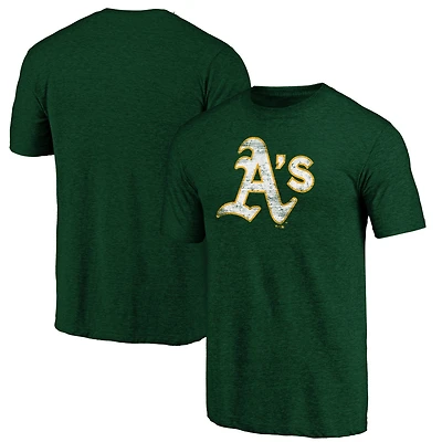 Men's Heather Green Athletics Official Logo Tri-Blend T-Shirt