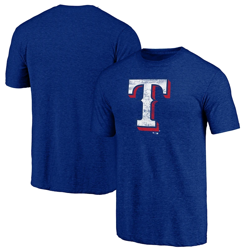 Men's Heather Royal Texas Rangers Official Logo Tri-Blend T-Shirt