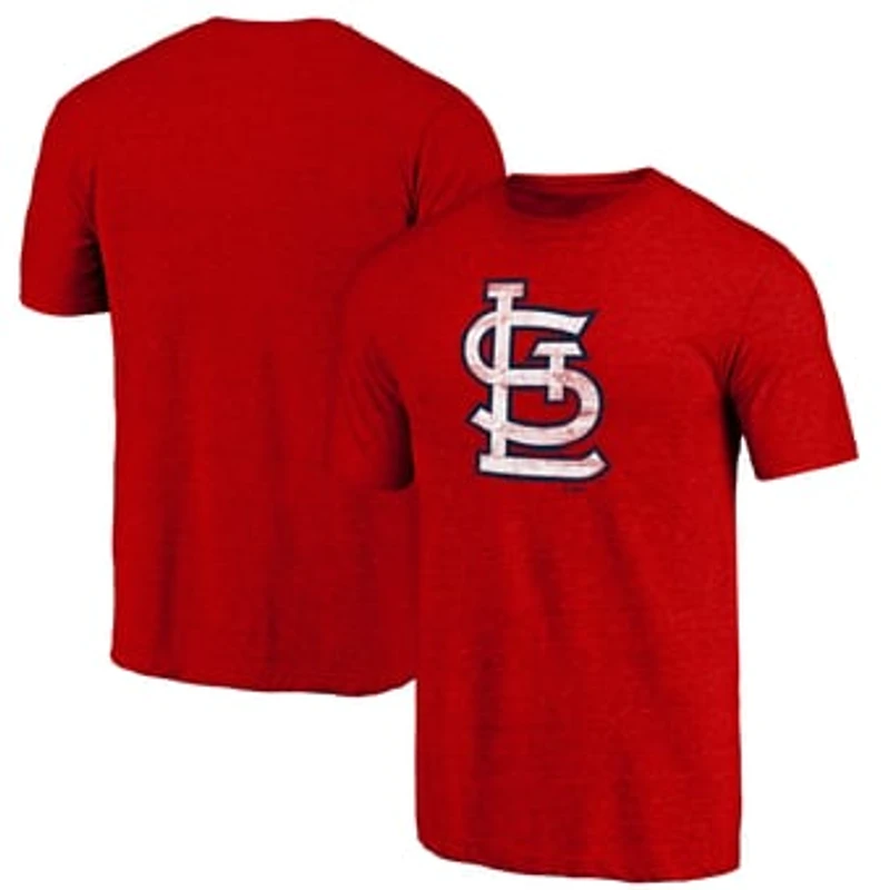Men's Heather Red St. Louis Cardinals Official Logo Tri-Blend T-Shirt