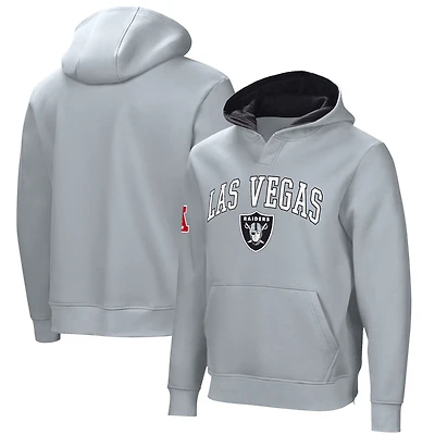 Men's  Silver Las Vegas Raiders Linebacker Adaptive Pullover Hoodie