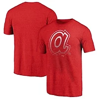 Men's Heather Red Atlanta Braves Cooperstown Collection Logo Tri-Blend T-Shirt