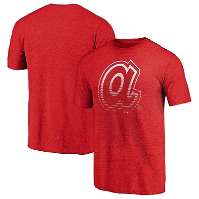 Men's Heather Red Atlanta Braves Cooperstown Collection Logo Tri-Blend T-Shirt