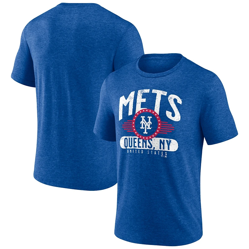 Men's Heather Royal New York Mets Badge of Honor Tri-Blend T-Shirt