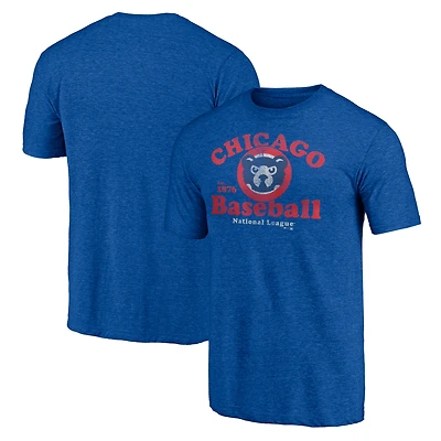 Men's Heather Royal Chicago Cubs Cooperstown Collection Our Game Tri-Blend T-Shirt