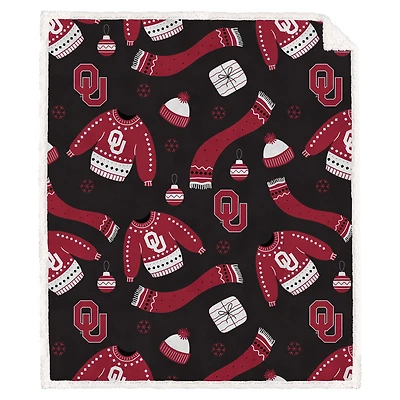Pegasus Oklahoma Sooners 60" x 70" Ugly Sweater Flannel Fleece Sherpa Blanket