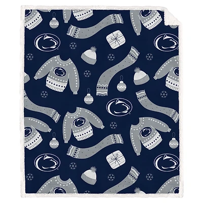 Pegasus Penn State Nittany Lions 60" x 70" Ugly Sweater Flannel Fleece Sherpa Blanket