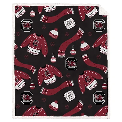 Pegasus South Carolina Gamecocks 60" x 70" Ugly Sweater Flannel Fleece Sherpa Blanket