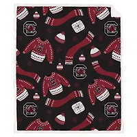 Pegasus South Carolina Gamecocks 60" x 70" Ugly Sweater Flannel Fleece Sherpa Blanket