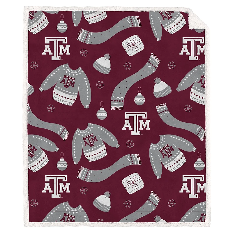 Pegasus Texas A&M Aggies 60" x 70" Ugly Sweater Flannel Fleece Sherpa Blanket