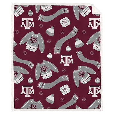 Pegasus Texas A&M Aggies 60" x 70" Ugly Sweater Flannel Fleece Sherpa Blanket