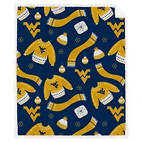 Pegasus West Virginia Mountaineers 60" x 70" Ugly Sweater Flannel Fleece Sherpa Blanket