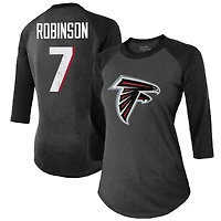 Women's Majestic Threads Bijan Robinson Black Atlanta Falcons Player Name & Number Tri-Blend 3/4-Sleeve Fitted T-Shirt