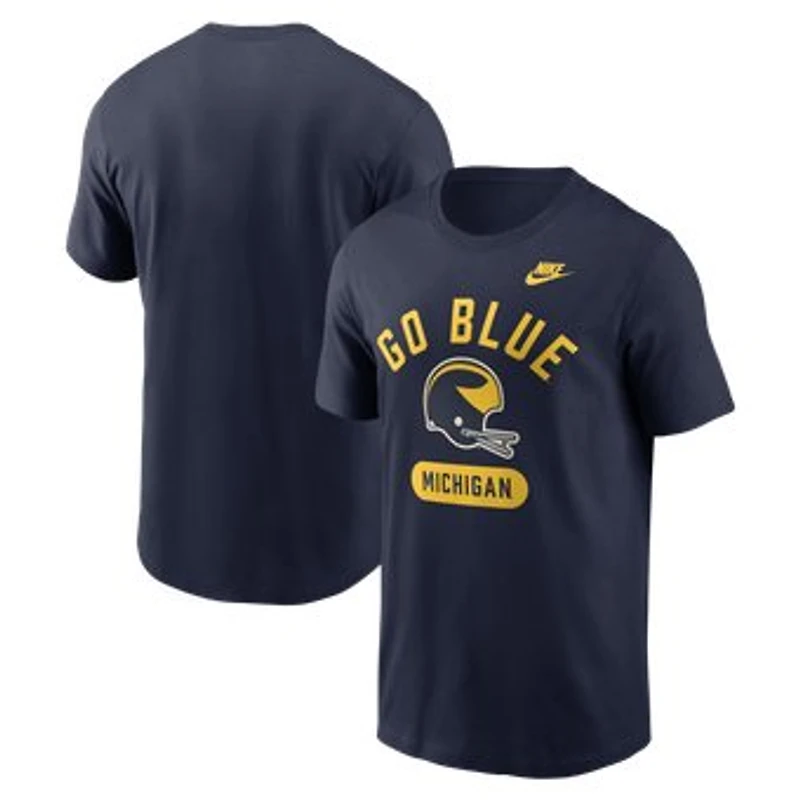Men's Nike Navy Michigan Wolverines Legacy Arch Helmet T-Shirt