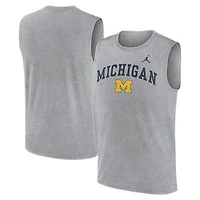Men's Jordan Brand Heather Gray Michigan Wolverines Primetime Legend Arch Dri-FIT Muscle Tank Top