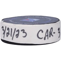 Teuvo Teravainen Carolina Hurricanes Game-Used Goal Puck from March 21, 2023 vs. New York Rangers