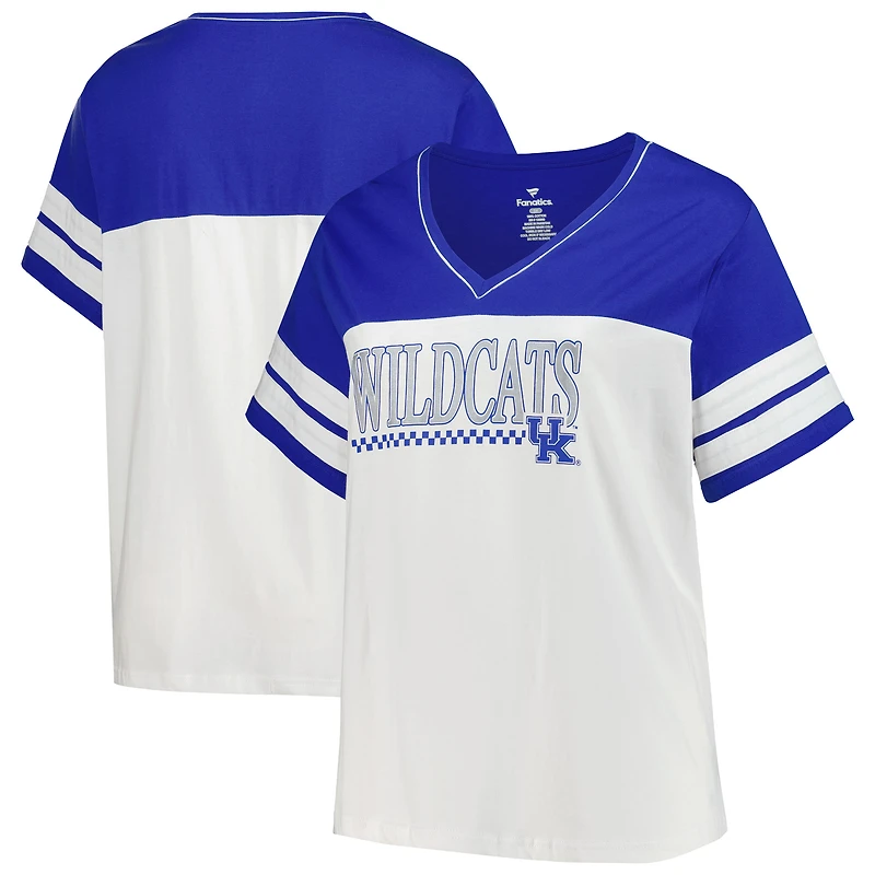 Women's Profile  White/Royal Kentucky Wildcats Plus Size Field Game V-Neck T-Shirt