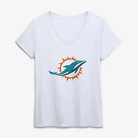 Women's Logo Athletic White Miami Dolphins Primary Logo V-Neck T-Shirt