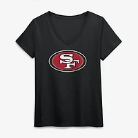 Women's Logo Athletic Black San Francisco 49ers Primary Logo V-Neck T-Shirt