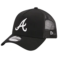 Men's New Era Black Atlanta Braves A-Frame 9FORTY Trucker Adjustable Hat