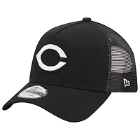 Men's New Era Black Cincinnati Reds A-Frame 9FORTY Trucker Adjustable Hat