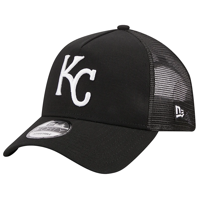 Men's New Era Black Kansas City Royals A-Frame 9FORTY Trucker Adjustable Hat