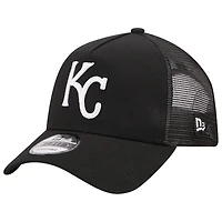 Men's New Era Black Kansas City Royals A-Frame 9FORTY Trucker Adjustable Hat