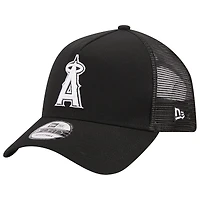 Men's New Era Black Los Angeles Angels A-Frame 9FORTY Trucker Adjustable Hat