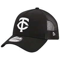 Men's New Era Black Minnesota Twins A-Frame 9FORTY Trucker Adjustable Hat