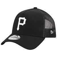 Men's New Era Black Pittsburgh Pirates A-Frame 9FORTY Trucker Adjustable Hat