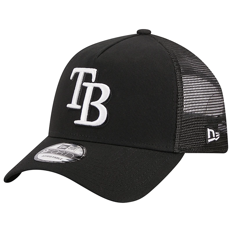 Men's New Era Black Tampa Bay Rays A-Frame 9FORTY Trucker Adjustable Hat