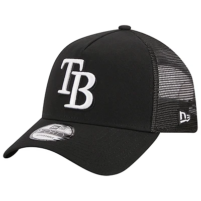 Men's New Era Black Tampa Bay Rays A-Frame 9FORTY Trucker Adjustable Hat