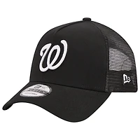 Men's New Era Black Washington Nationals A-Frame 9FORTY Trucker Adjustable Hat