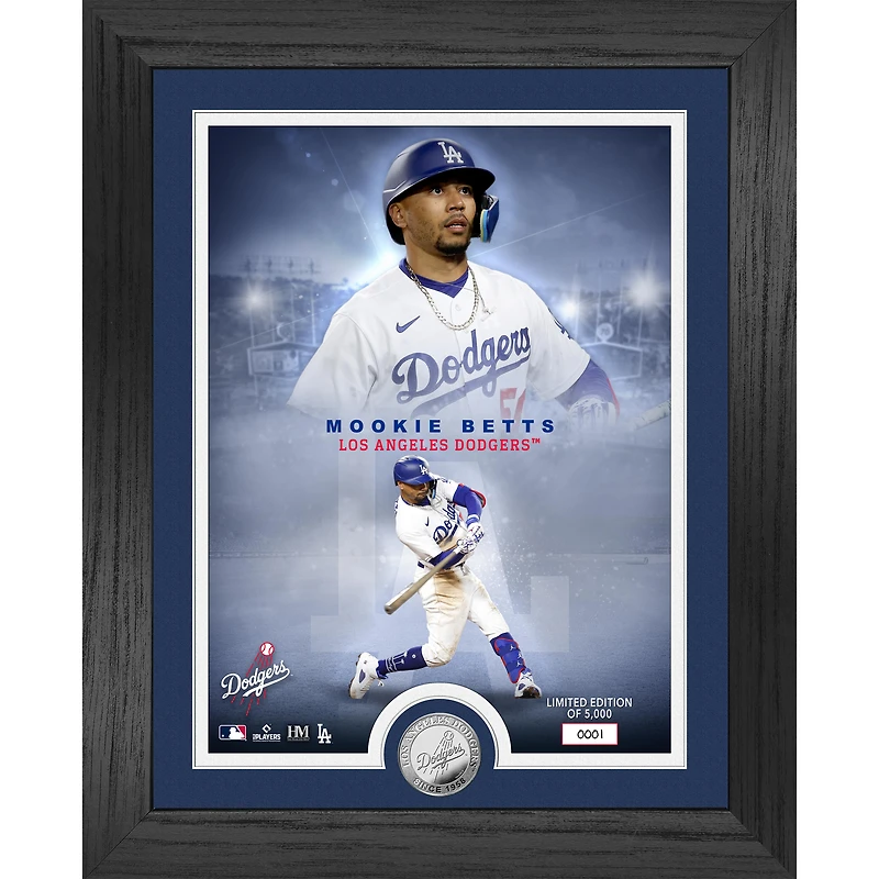 Highland Mint Mookie Betts Los Angeles Dodgers  13" x 16" Silver Coin Photo Mint