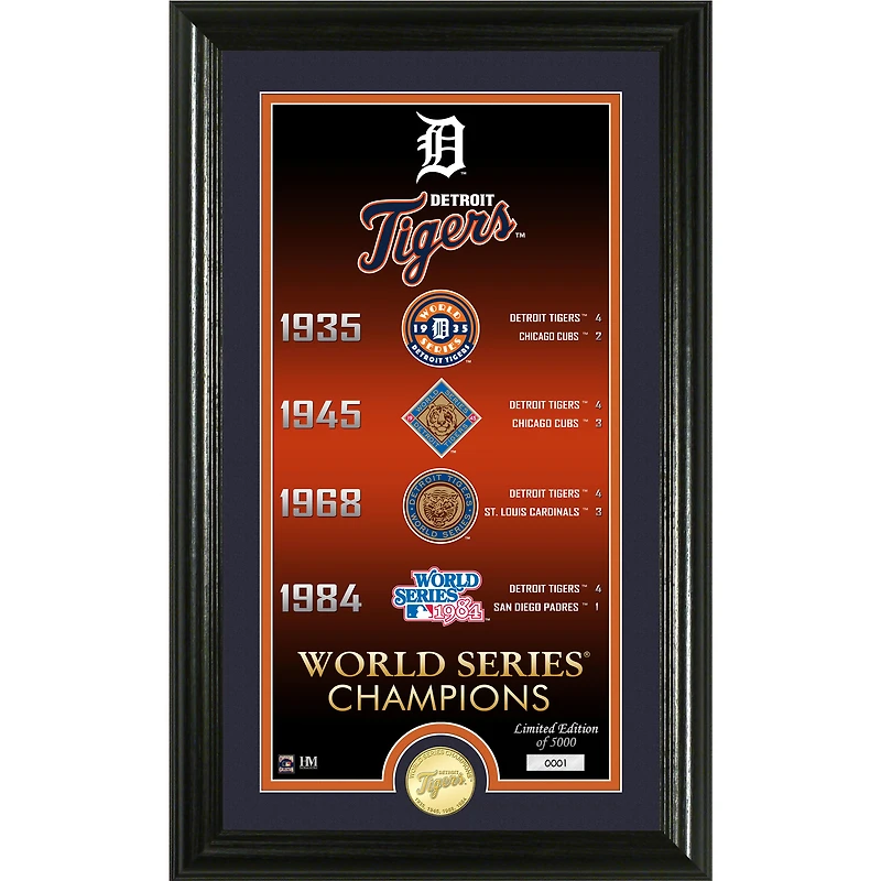 Highland Mint  Detroit Tigers Four-Time World Series Champions 12" x 20" Legacy Supreme Bronze Coin Photo Mint