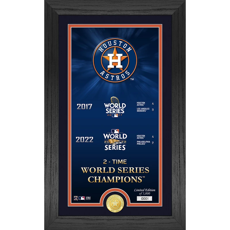 Highland Mint  Houston Astros Two-Time World Series Champions 12" x 20" Legacy Supreme Bronze Coin Photo Mint