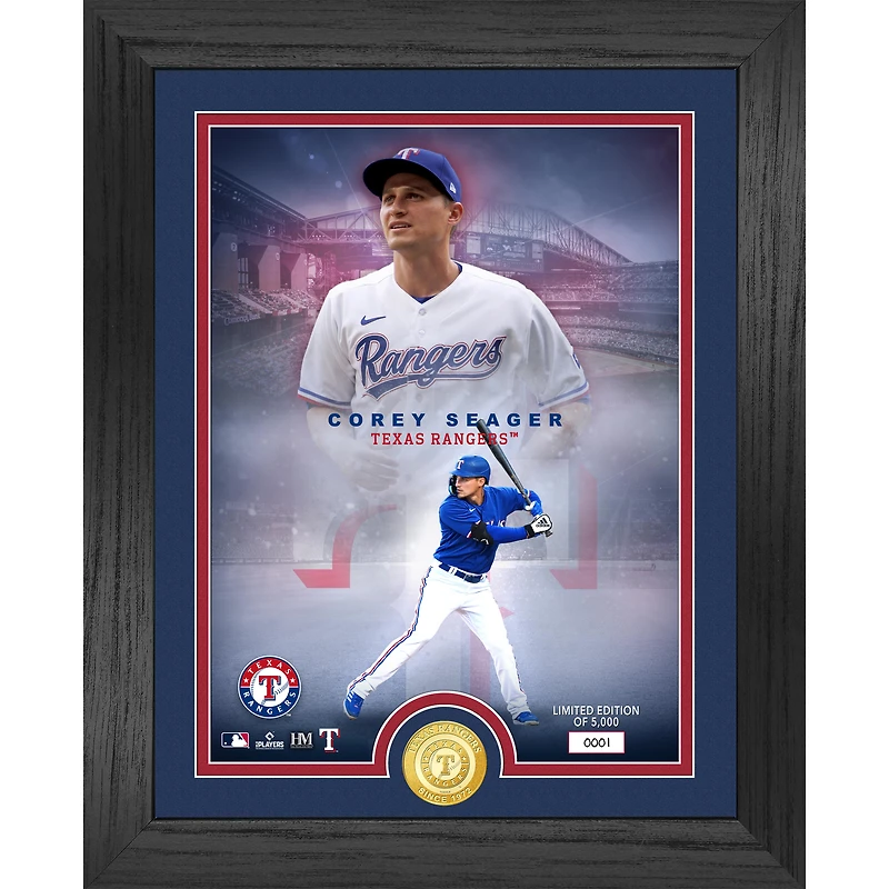 Highland Mint Corey Seager Texas Rangers  13" x 16" Bronze Coin Photo Mint