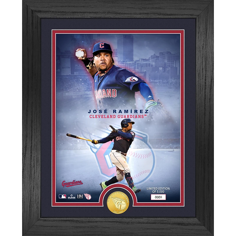 Highland Mint Jose Ramirez Cleveland Guardians  13" x 16" Bronze Coin Photo Mint