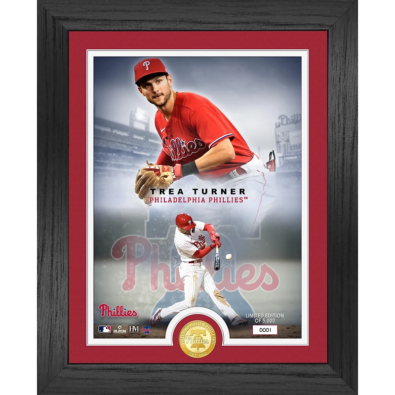 Highland Mint Trea Turner Philadelphia Phillies  13" x 16" Bronze Coin Photo Mint